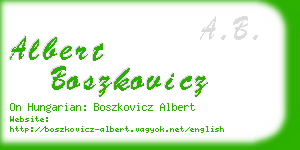 albert boszkovicz business card